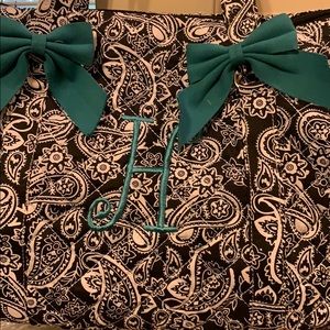Compass initial H bag in black and white paisleys
